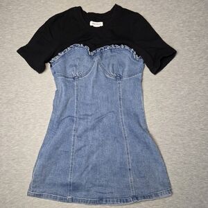 Urban Revivo Black And Blue Denim Dress Womens Size 4